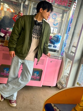「アイテム（ニット/セーター、ホワイト系）」を使った、sbum1212さん（メンズ・169cm）の冬コーディネート