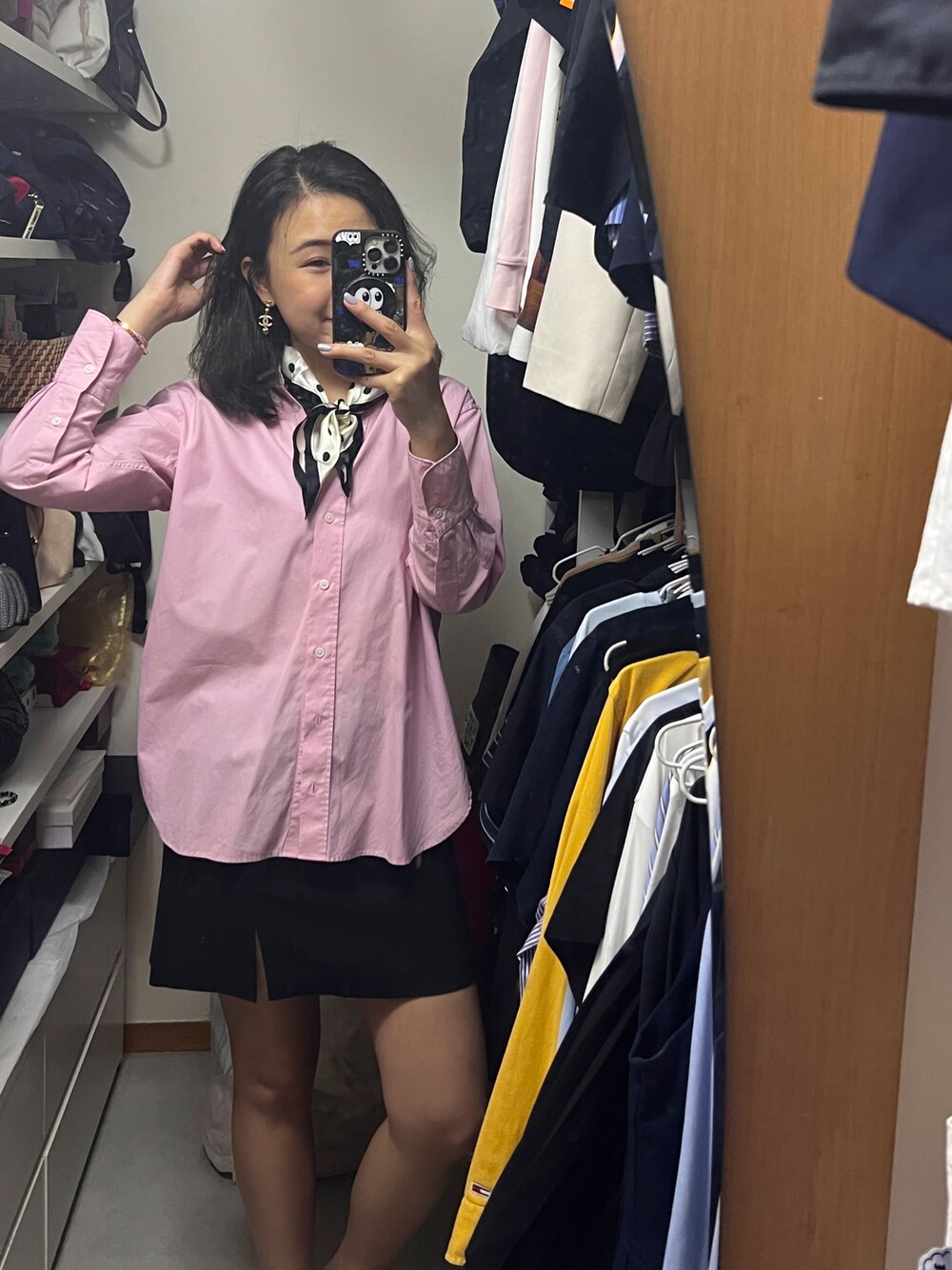 「お出かけコーデ、今日のコーデ、シンプルスタイル、カジュアルコーデ」｜「UNIQLOのアイテム（シャツ/ブラウス、ピンク系）」を使った、stepthelook さん（レディース・163cm）の夏コーディネートの1枚目の写真