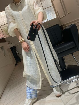 RayBEAMS バンドカラーシアーシャツワンピース Ray BEAMS（レイビームス）の「Ray BEAMS / シアー バンドカラー