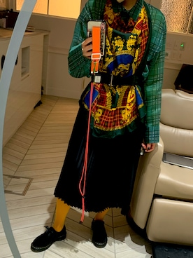 「タータンチェック」｜「アイテム（その他シューズ）」を使った、yana.♡さん（レディース・156cm）の秋コーディネート