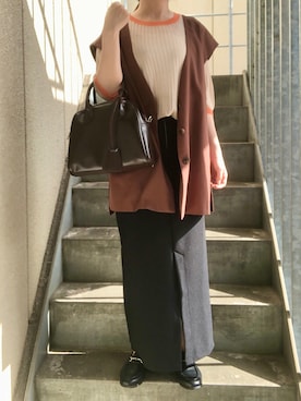 「ビットローファー」｜「アイテム（ノーカラージャケット）」を使った、donさん（レディース・151cm）の夏コーディネート