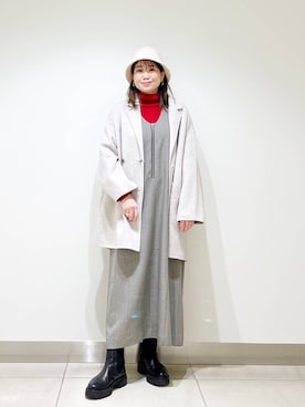 「URBAN RESEARCH DOORS（アーバンリサーチドアーズ）のウールリバーテーラードコート（その他アウター）」を使った、オダカオリさん（レディース・153cm）の冬コーディネート