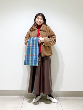 「URBAN RESEARCH DOORS（アーバンリサーチドアーズ）のタートルネックニット（ニット/セーター）」を使った、オダカオリさん（レディース・153cm）の冬コーディネート