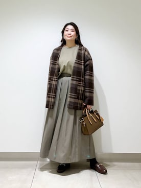 「アイテム（その他アウター、ブラウン系）」を使った、オダカオリさん（レディース・153cm）の秋コーディネート