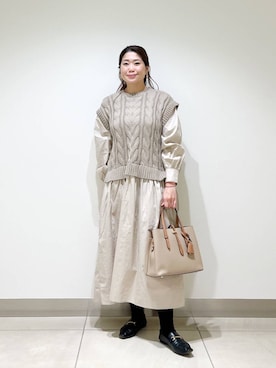 「アイテム（バレッタ/ヘアクリップ）」を使った、オダカオリさん（レディース・153cm）の秋コーディネート