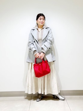 「アイテム（ヘアアクセサリー、グリーン系）」を使った、オダカオリさん（レディース・153cm）の秋コーディネート