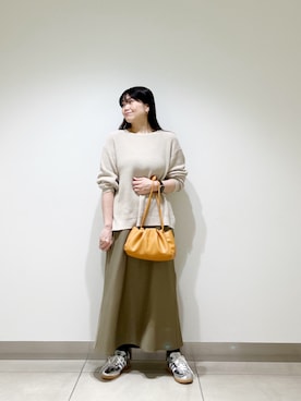 「URBAN RESEARCH DOORS（アーバンリサーチドアーズ）の畦ボートネックKNIT（ニット/セーター、ベージュ系）」を使った、おださん（レディース・153cm）の春コーディネート