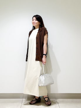 「アイテム（ボストンバッグ）」を使った、オダカオリさん（レディース・153cm）の夏コーディネート