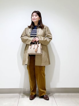 「アイテム（ステンカラーコート）」を使った、オダカオリさん（レディース・153cm）の秋コーディネート