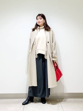 「アイテム（ステンカラーコート）」を使った、オダカオリさん（レディース・153cm）の秋コーディネート