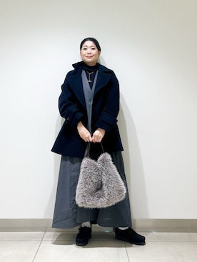 「アイテム（ピーコート）」を使った、オダカオリさん（レディース・153cm）の秋コーディネート