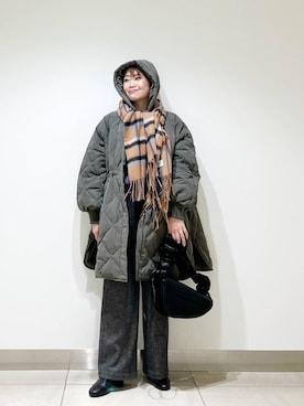 「寒い」｜「アイテム（ダウンジャケット/コート）」を使った、オダカオリさん（レディース・153cm）の冬コーディネート