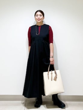 「アイテム（ヘアゴム）」を使った、オダカオリさん（レディース・153cm）の秋コーディネート