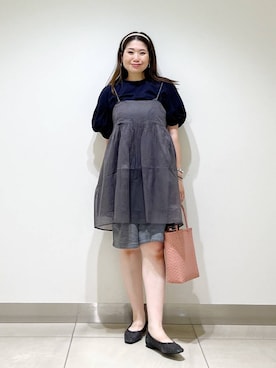 「アイテム（カチューシャ）」を使った、オダカオリさん（レディース・153cm）の夏コーディネート