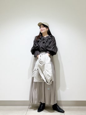 「URBAN RESEARCH DOORS（アーバンリサーチドアーズ）の刺繍ツイルキャップ（キャップ、ベージュ系）」を使った、おださん（レディース・153cm）の春コーディネート