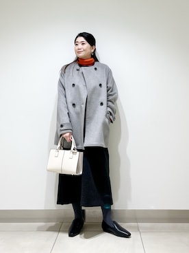 「アイテム（ピーコート）」を使った、オダカオリさん（レディース・153cm）の冬コーディネート