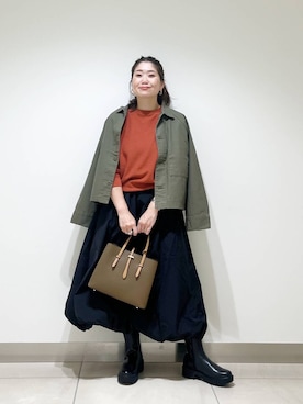 「アイテム（カバーオール）」を使った、オダカオリさん（レディース・153cm）の秋コーディネート