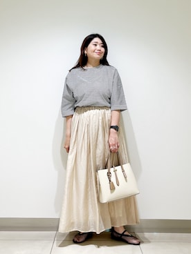 「アイテム（トートバッグ）」を使った、オダカオリさん（レディース・153cm）の夏コーディネート