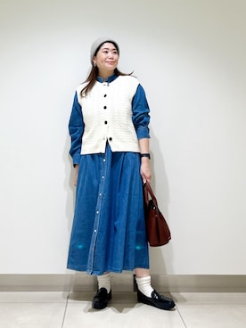 「アイテム（レインシューズ）」を使った、オダカオリさん（レディース・153cm）の秋コーディネート