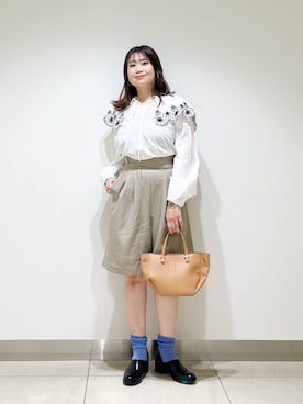 「アイテム（レインシューズ）」を使った、オダカオリさん（レディース・153cm）の秋コーディネート
