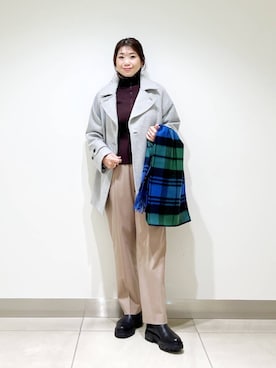 「アイテム（ピーコート）」を使った、オダカオリさん（レディース・153cm）の秋コーディネート