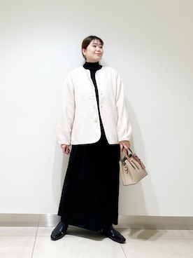 「doors」｜「アイテム（ノーカラージャケット）」を使った、オダカオリさん（レディース・153cm）の冬コーディネート