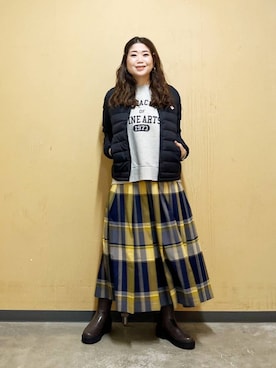 「アイテム（ヘアピン）」を使った、オダカオリさん（レディース・153cm）の秋コーディネート