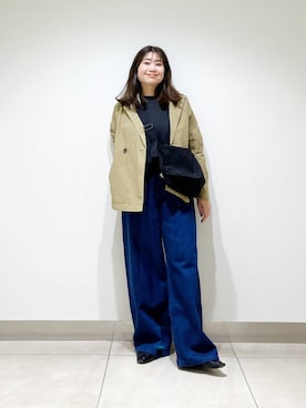「骨格ウェーブ」｜「アイテム（その他アウター）」を使った、オダカオリさん（レディース・153cm）の秋コーディネート