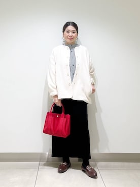 「アイテム（ノーカラージャケット）」を使った、オダカオリさん（レディース・153cm）の夏コーディネート