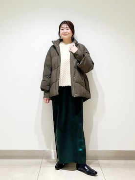 「寒い」｜「アイテム（ダウンジャケット/コート）」を使った、オダカオリさん（レディース・153cm）の冬コーディネート