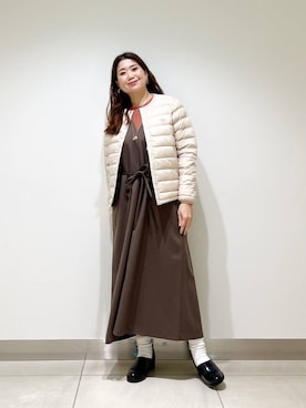 「アイテム（レインシューズ）」を使った、オダカオリさん（レディース・153cm）の秋コーディネート