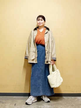 「Barbour（バブアー）の『別注』Barbour　BEDALE（その他アウター）」を使った、オダカオリさん（レディース・153cm）の冬コーディネート