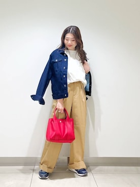 「アイテム（デニムジャケット）」を使った、オダカオリさん（レディース・153cm）の夏コーディネート