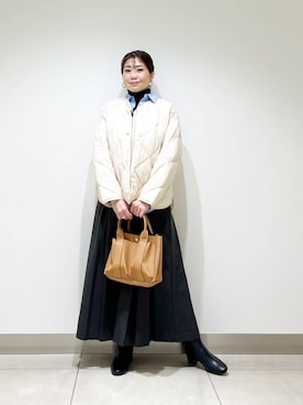「アイテム（ダウンジャケット/コート）」を使った、オダカオリさん（レディース・153cm）の秋コーディネート
