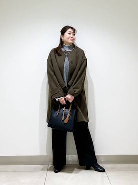 「doors」｜「アイテム（ノーカラーコート）」を使った、オダカオリさん（レディース・153cm）の冬コーディネート