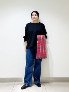 「URBAN RESEARCH DOORS（アーバンリサーチドアーズ）のBACKリングドットプルオーバー（Tシャツ/カットソー）」を使った、オダカオリさん（レディース・153cm）の冬コーディネート