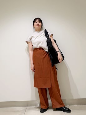 「URBAN RESEARCH（アーバンリサーチ）の『UR TECH』スーピマコットンフレンチスリーブカットソー（Tシャツ/カットソー、ベージュ系）」を使った、おださん（レディース・153cm）の春コーディネート
