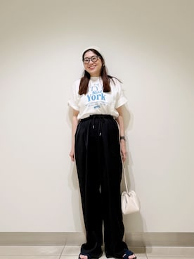 「URBAN RESEARCH（アーバンリサーチ）の『別注』GOOD ROCK SPEED×URBAN RESEARCH　 NYC T-SHIRTS（Tシャツ/カットソー、ブルー系）」を使った、おださん（レディース・153cm）の夏コーディネート
