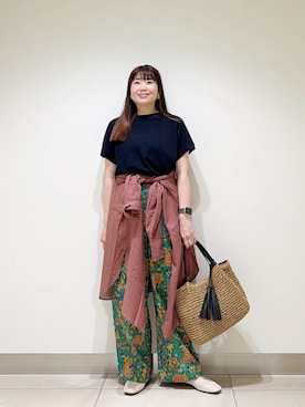 「URBAN RESEARCH DOORS（アーバンリサーチドアーズ）のタックフライスフレンチTシャツ（Tシャツ/カットソー、ブルー系）」を使った、おださん（レディース・153cm）の春コーディネート
