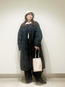 「アイテム（帽子）」を使った、オダカオリさん（レディース・153cm）の秋コーディネート