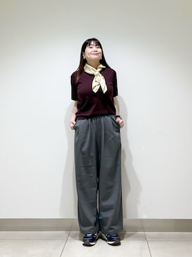 「URBAN RESEARCH DOORS（アーバンリサーチドアーズ）の『UR TECH』サマシェアニットハーフスリーブプルオーバー（Tシャツ/カットソー、ブラウン系）」を使った、おださん（レディース・153cm）の春コーディネート