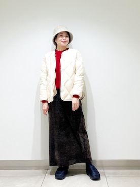 「アイテム（ダウンジャケット/コート）」を使った、オダカオリさん（レディース・153cm）の秋コーディネート