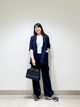 「URBAN RESEARCH DOORS（アーバンリサーチドアーズ）の『UR TECH』サマシェアニットハーフスリーブプルオーバー（Tシャツ/カットソー、ブルー系）」を使った、おださん（レディース・153cm）の春コーディネート