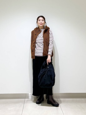「アイテム（ヘアピン）」を使った、オダカオリさん（レディース・153cm）の秋コーディネート