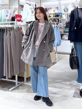 「体型カバー」｜「アイテム（チェスターコート）」を使った、きょんさん（レディース・155cm）の冬コーディネート