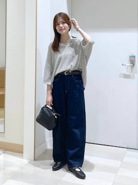 「GLOBAL WORK（グローバルワーク）のGOODデニムバギーパンツ/498388（デニムパンツ）」を使った、きょんさん（レディース・155cm）の秋コーディネート