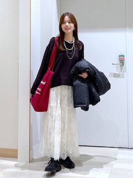 「GLOBAL WORK（グローバルワーク）のエアリュクスダウンフードブルゾン/495695（ダウンジャケット/コート）」を使った、きょんさん（レディース・155cm）の冬コーディネート