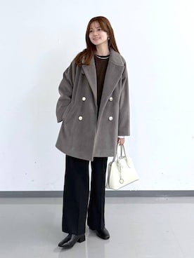 「アイテム（チェスターコート）」を使った、きょんさん（レディース・155cm）の冬コーディネート
