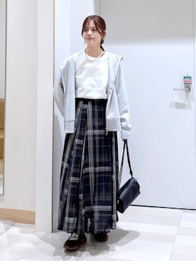 「GLOBAL WORK（グローバルワーク）のシアータックフレアスカート/571416（スカート）」を使った、きょんさん（レディース・155cm・30代）の秋コーディネート