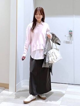 「アイテム（ステンカラーコート）」を使った、きょんさん（レディース・155cm・30代）の冬コーディネート